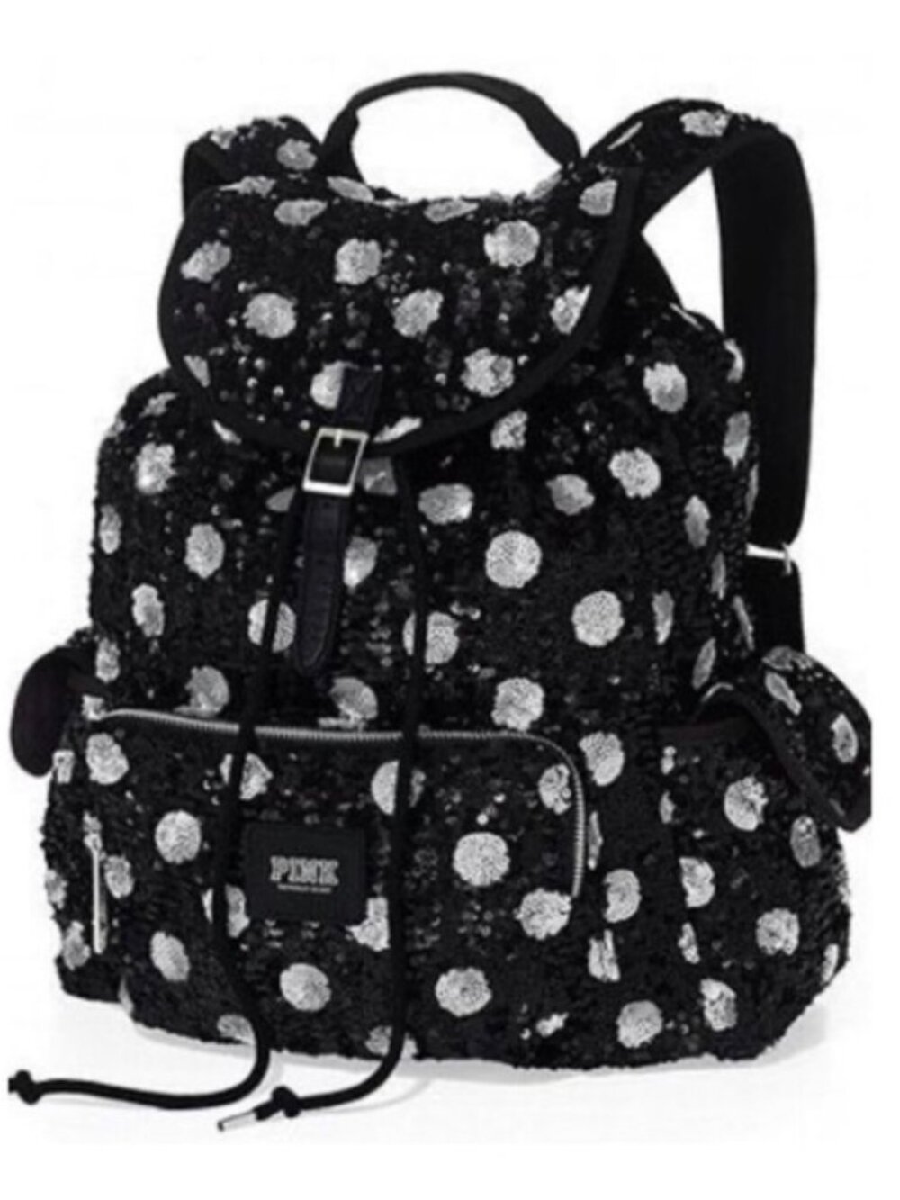 Victoria's Secret PINK | Black & White Sequin Polka Dot Backpack